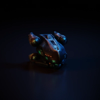 Futuristic spaceship with advanced technology.
