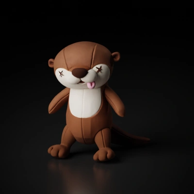 stuffed otter toy with tongue out.