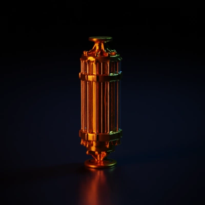 metal and gold-colored Mechanical device, cylindrical, industrial equipment.