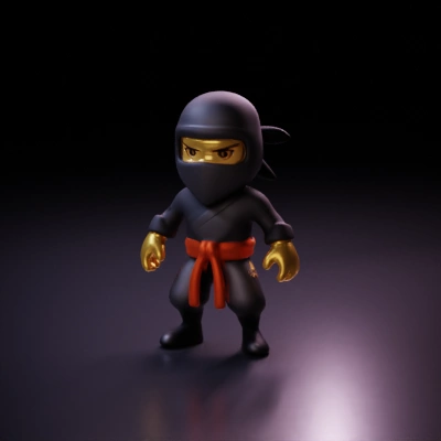 Ninja-themed cartoon character, toy-like figure.