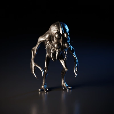 Alien-like creature with multiple eyes and elongated limbs.