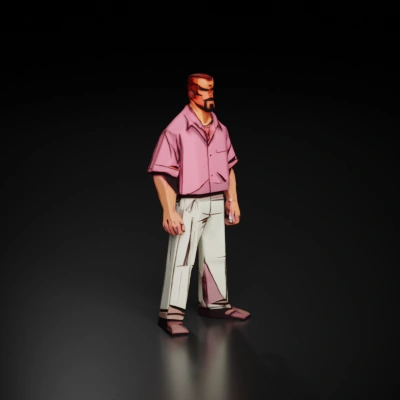 Muscular man with stylish clothes, cartoon character.