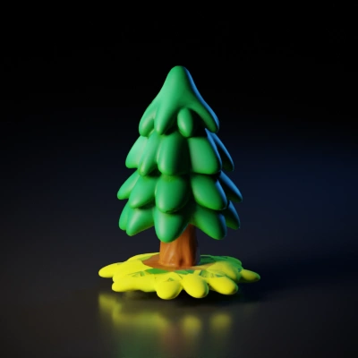 Stylized cartoon tree, exaggerated proportions.