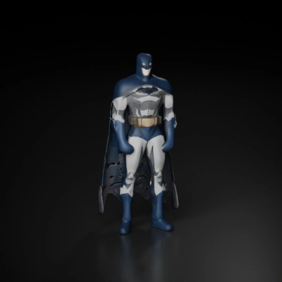 Comic book superhero in costume, standing pos, wearing a cape.