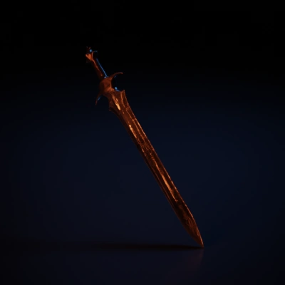 Medieval fantasy sword, ornate blade, double-edged, spiked hilt.