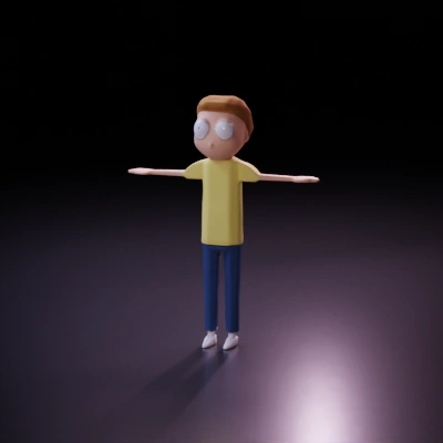 Cartoon boy t-pose with exaggerated features.