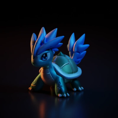Turtle-like creature with spiky armor, Pokémon style.