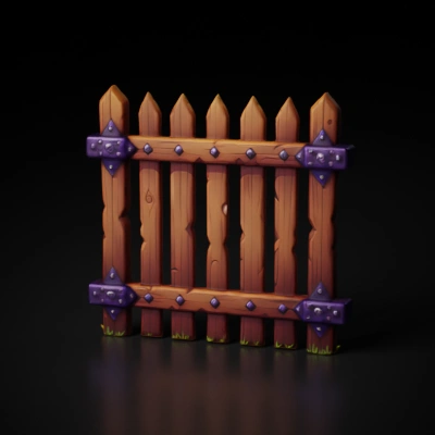 wooden picket fence segment.