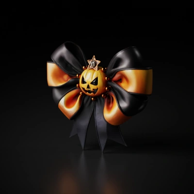 Halloween-themed bow decoration.