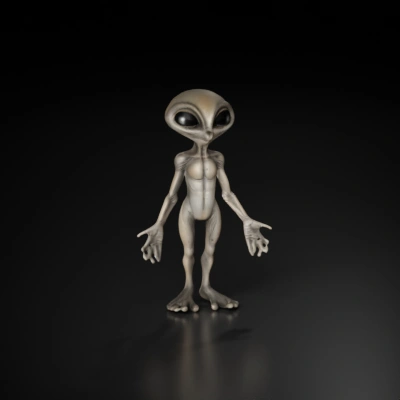 Humanoid alien, large eyes, elongated limbs.