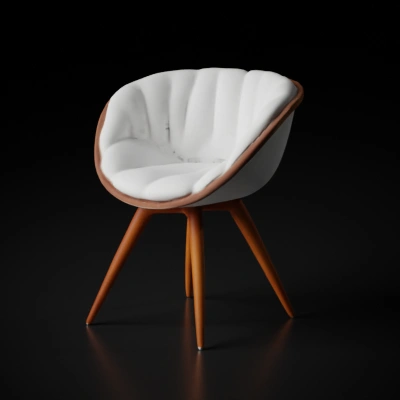 Modern design chair with cushioned seat.