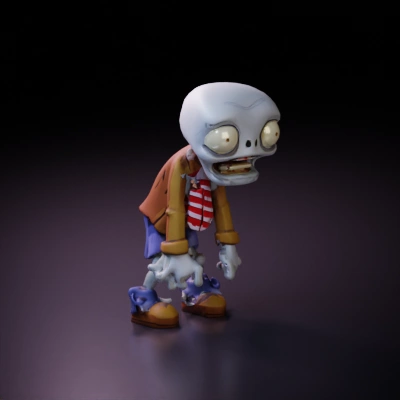 Zombie in tattered suit and red tie.
