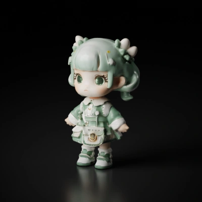 Chibi doll with accessories and styled hair.