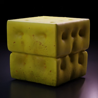 Rectangular sponge with porous texture.