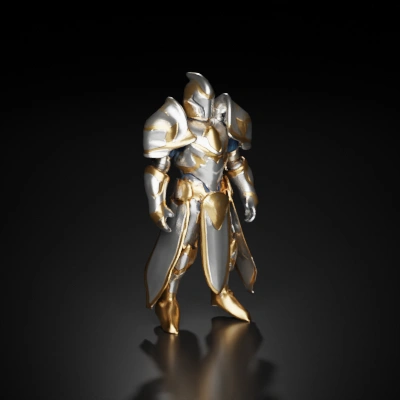 Armored knight in a futuristic design.
