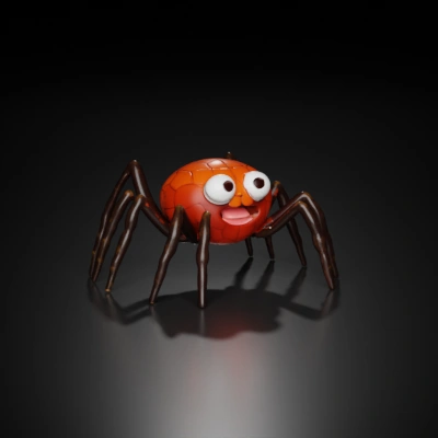 Cartoon spider with happy expression.