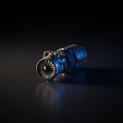 Futuristic jet engine, sci-fi design, detailed components.