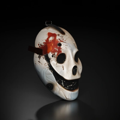 blood-stained horror mask. animalistic, wearable. gross.
