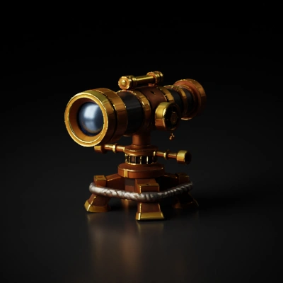 ornate brass telescope on stand.