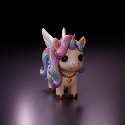 A cute cartoon unicorn.