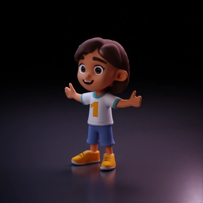 Character in animated style. young girl