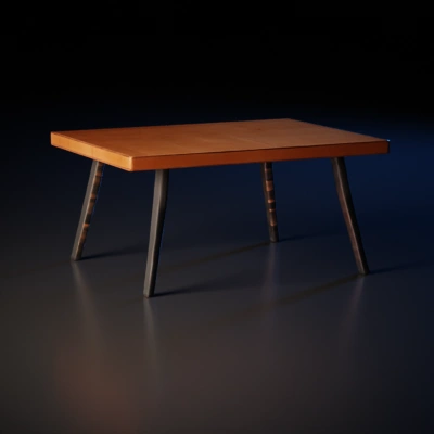 Rectangular wooden table with four legs.