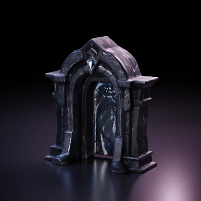 Mystical portal with ancient architectural design.