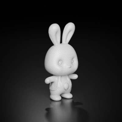 White Cartoon Plush Bunny Image, Work Pants, Cute, Peach Pattern, Smile, Peach, Short Eyebrows