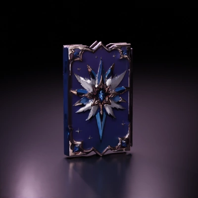 Fantasy-themed book with star emblem, ornate design.