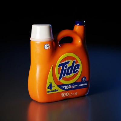 Laundry detergent bottle, plastic container, 100 loads.