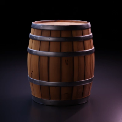 Wooden barrel with metal bands.
