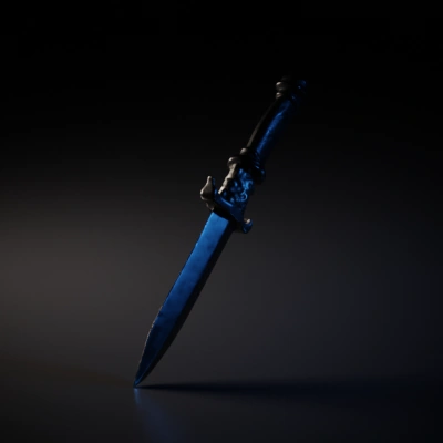 Dagger with detailed hilt, double-edged blade.
