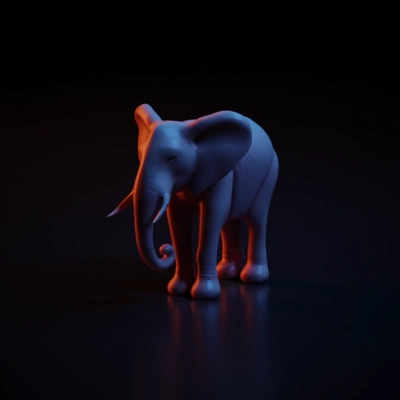 Elephant statue, animal-like figure.