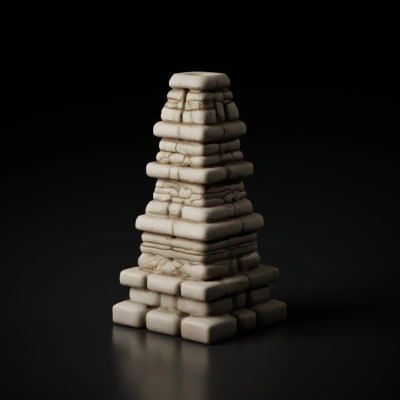 Stacked stone tower, uneven layers.