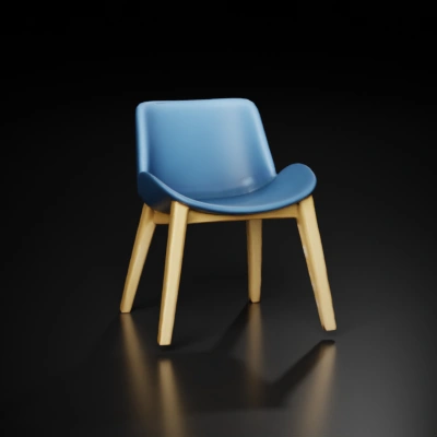 Modern chair with wooden legs and a sleek design.