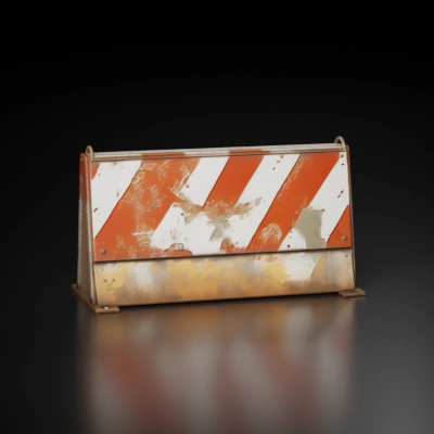 Red and white traffic barrier.