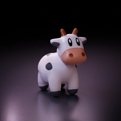 Cute cartoon cow character, big eyes, small horns.