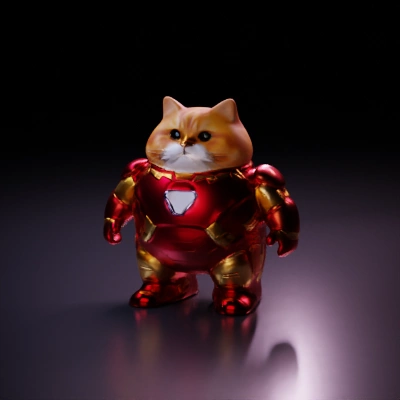 Cat in Iron Man suit.