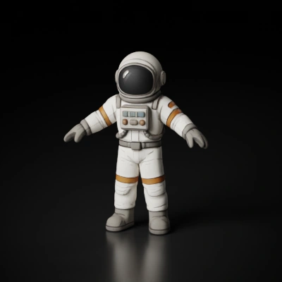 Cartoon astronaut in spacesuit.