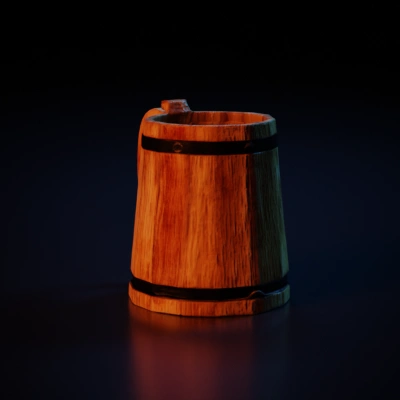 Wooden beer mug, rustic and sturdy design.
