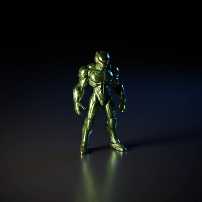 Armored futuristic soldier in a combat stance.