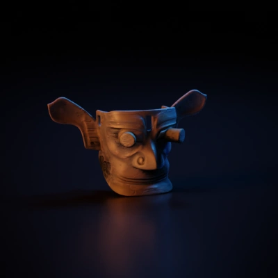 ancient bronze mask art.