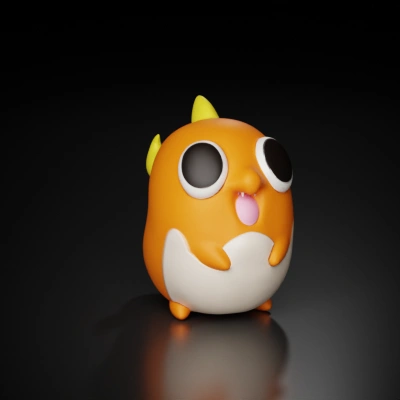 Cute orange cartoon dragon.