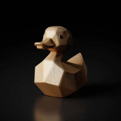wooden geometric duck.