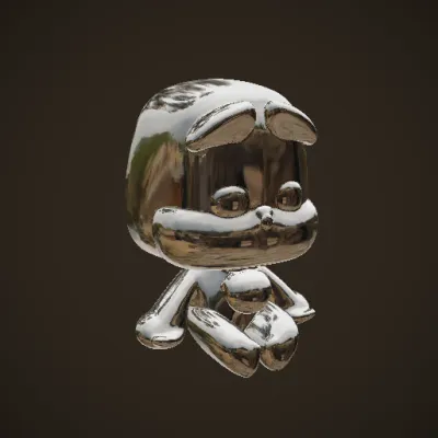 Cartoon dog sitting by computer. . symmetric geometry, smooth edges, character.