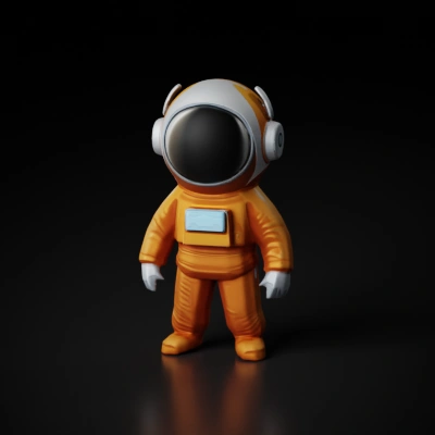 cartoon astronaut in orange suit.