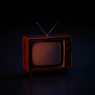 Vintage television with antenna, retro design.