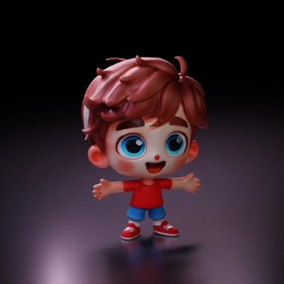 Cute cartoon boy with big eyes.