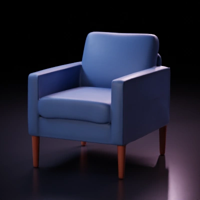 Modern armchair with wooden legs, comfy design.