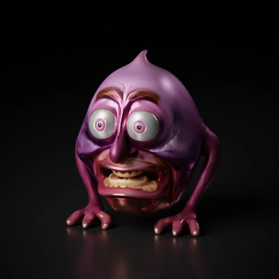 Cartoonish creature with exaggerated facial features.